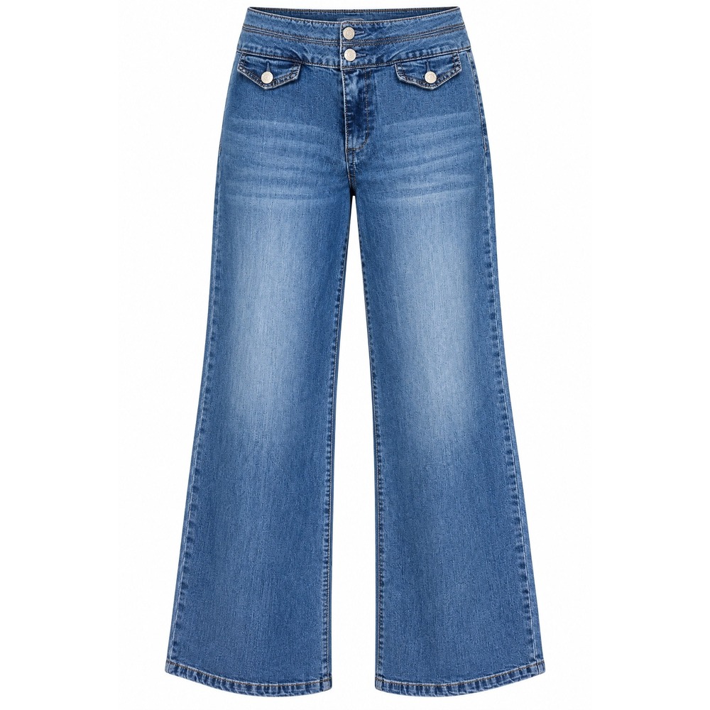 Blue Spice Jeans Size 5 Wide Leg Stretch Denim Double Button Y2K